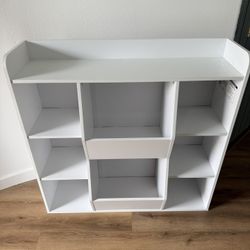 White Kids Toy Storage Cubby Shelf – 42” Wide