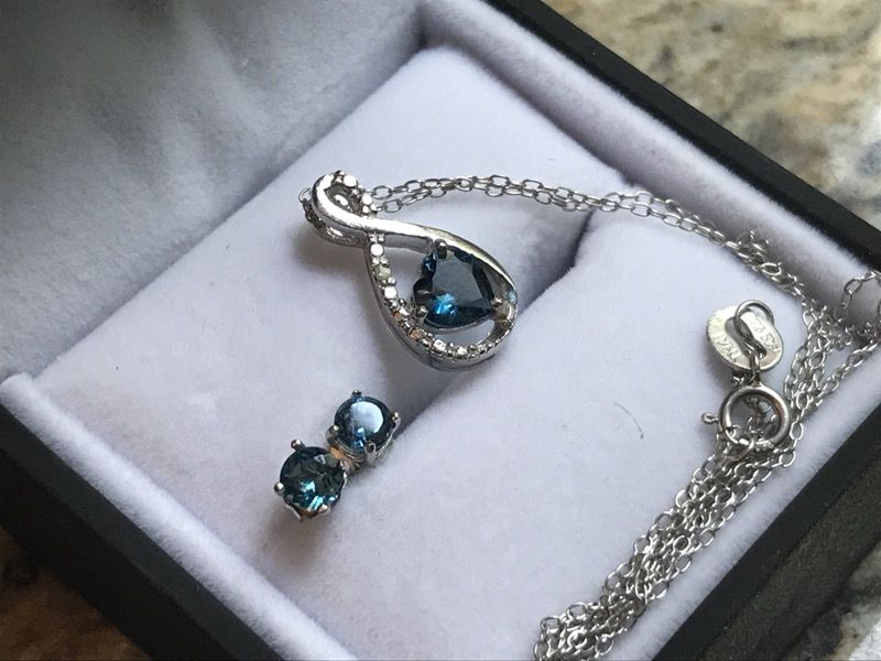London Blue Topaz and Sterling Silver necklace and earrings