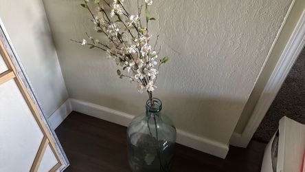 Large Glass Demijohn Vase with Faux Branches