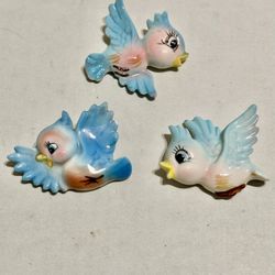 Set of 3 Vintage Lefton Bluebird Wall Packet/Plague  Excellent Condition 