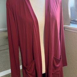 Women’s Open Front Cardigan Sweater 2 Front Pockets Size Large