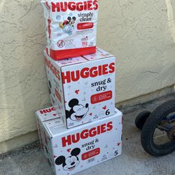 Huggies Size 5,6 & Baby wipes