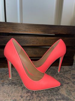 Coral Pink Pointed-Toe Stiletto Pumps
