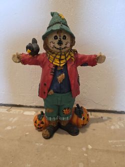 Halloween Scarecrow Figurine with Pumpkins made of resin