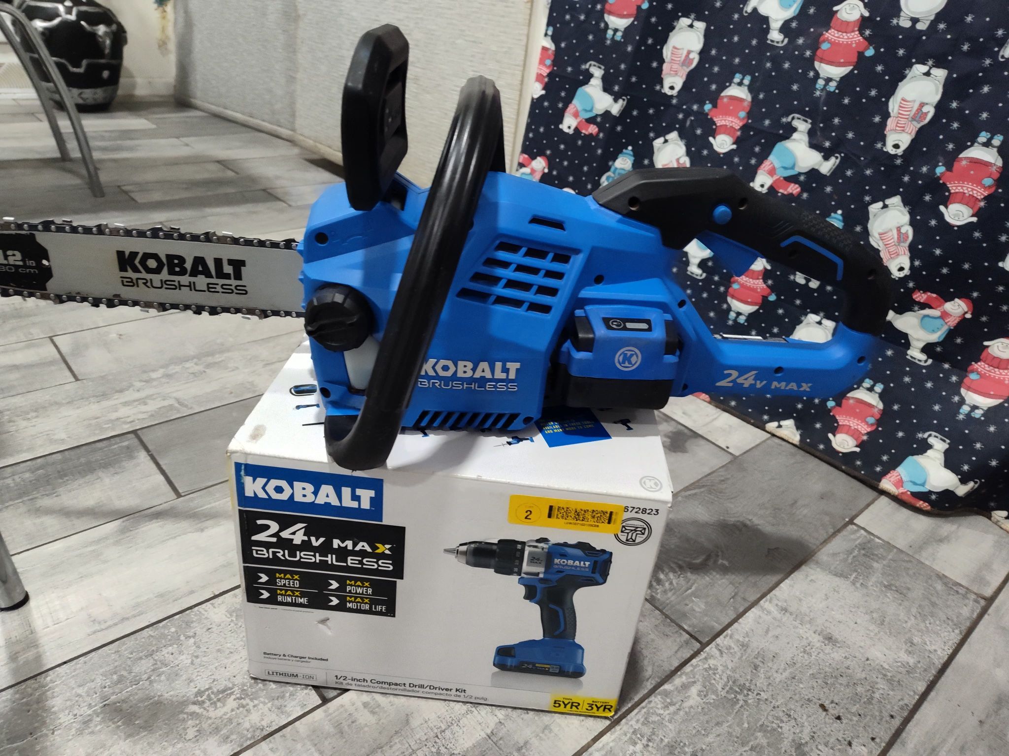 KOBALT 24V MAX Brushless Combo Set – Chainsaw + Drill + 2 Batteries + Charger 🔵🪓🔋