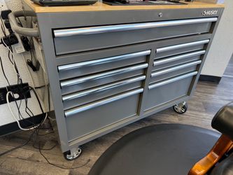 Husky Rolling Tool Cabinet with Wood Top