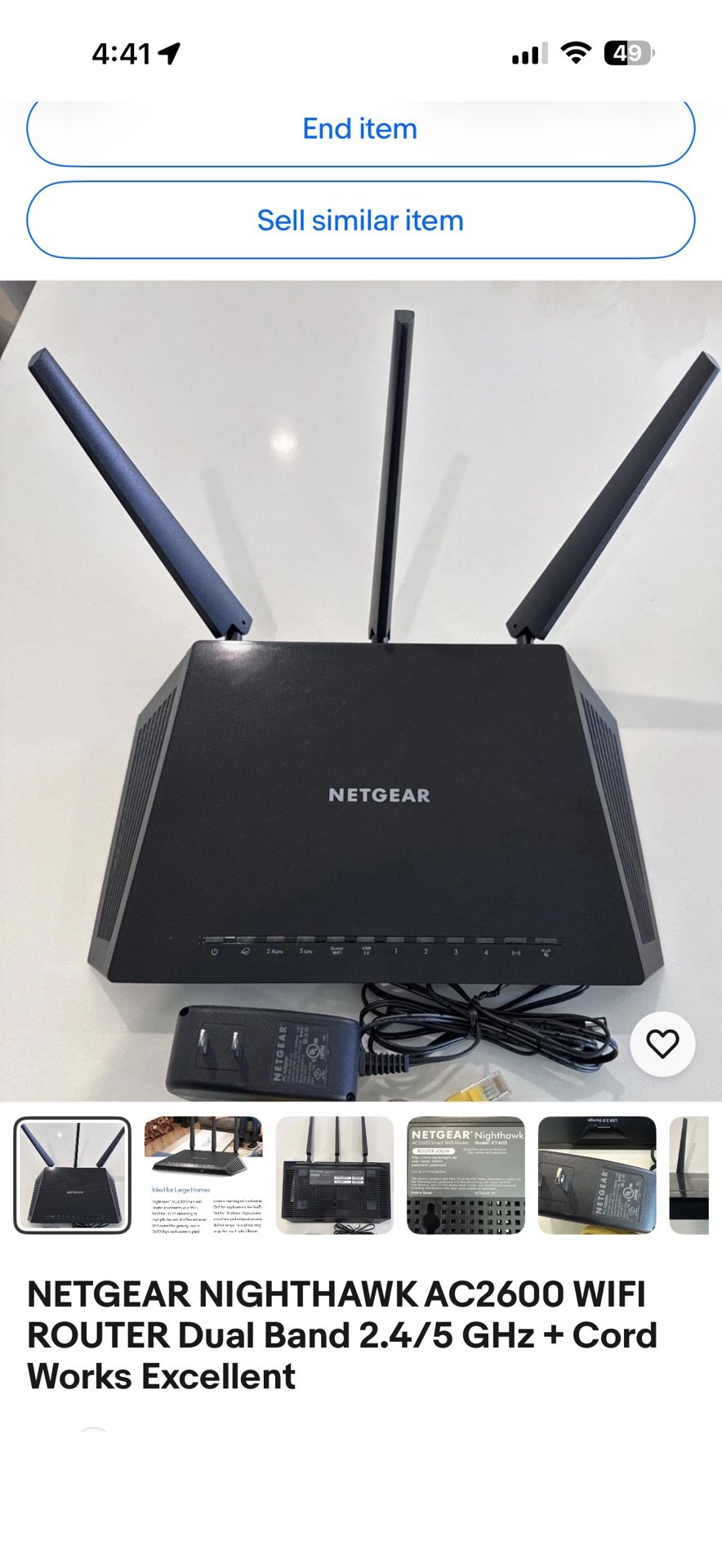 NETGEAR NIGHTHAWK AC2600 WIFI ROUTER Dual Band 2.4/5 GHz + Cord Works Excellent