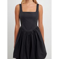 English Factory Women's Poplin Square Neck Bubble Hem Dress Size Small