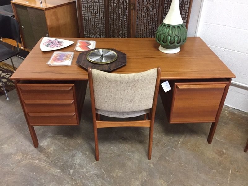 Danish Modern G.V. Gasvig for G.V. Mobler Teak Desk with D-Scan Chair