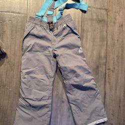GERRY GIRLS PERFORMANCE SNOW PANTS WITH REMOVABLE SUSPENDERS GRAY TEAL Small (7/8)