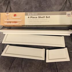 4 Piece Wood Shelf—White Paint Is Chipping—New in Box—Rare Woods by Burnes of Boston