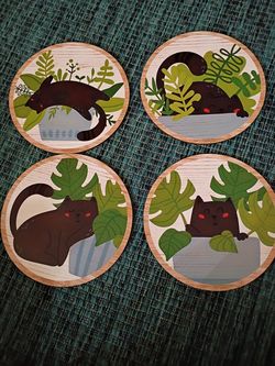 Wooden cat themed wall art