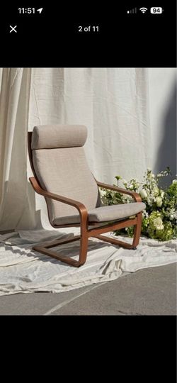 IKEA POÄNG Armchair, brown/Hillared beige
