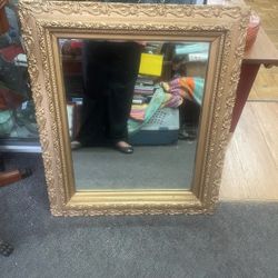 Antique Gold Gilt Ornate Mirror 24 By 29