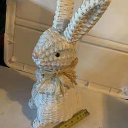 New  15 Inches Tall Easter Bunny In Weaved Design To Look Like Wicker, Accent Now, Heavy Weight Solid Material, Tons Of Details