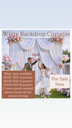 Many sizes available Wrinkle Free White Backdrop Curtains for Wedding Parties, Polyester Photography Backdrop Drapes for Birthday Parties Stage Backdr