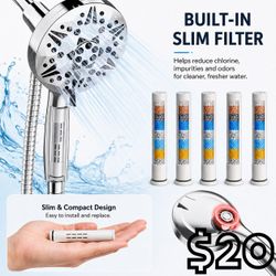 [NEW] Filtered Shower Head Set with Hose, Holder & 5 Filters