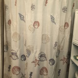 Sea Shell Design Fabric Shower Curtain