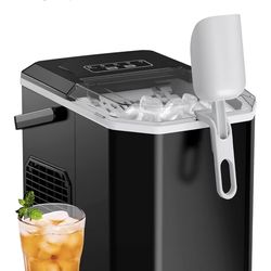 Silonn Ice Maker Countertop, Portable Ice Machine with Carry Handle, Self-Cleaning Ice Makers with Basket and Scoop, 9 Cubes in 6 Mins, 26 lbs per Day