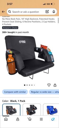 No More Back Pain, 18" High Backrest, Patented Hooks Prevent Seat Sliding, 6 Recline Positions, 2 Cup Holders, 4 Pockets