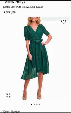 Tommy Hilfiger Glitter-Dot Puff-Sleeve Midi Dress Size 6 Worn Once - Pickup From Northridge Area