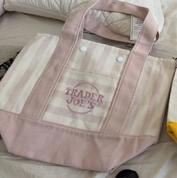 Viral Trader Joe's 2026 Mini Tote Bags (Pink & Blue) with Custom Snap Buttons!