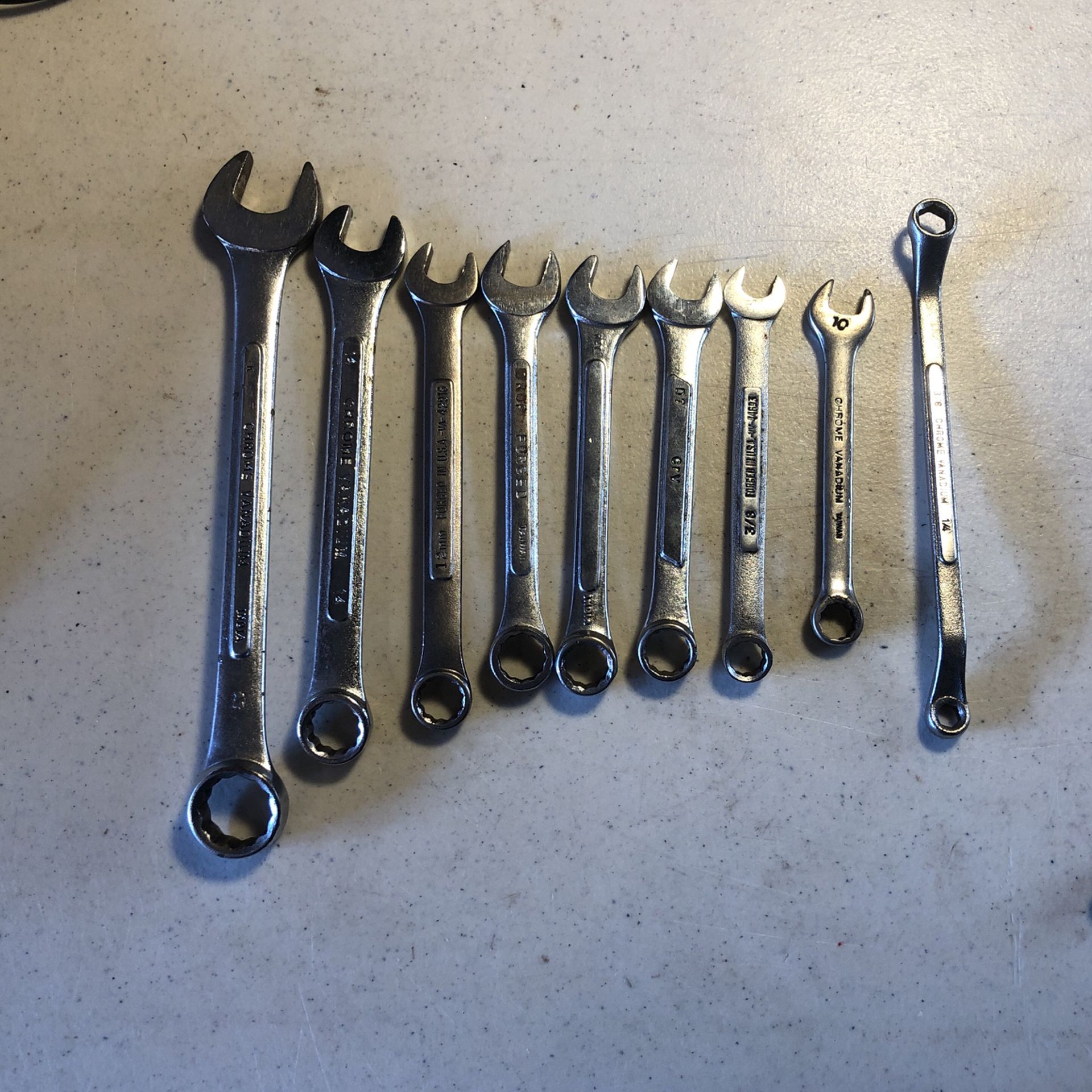 Various Wrenches Various Brands Various Sizes 9 Piecies