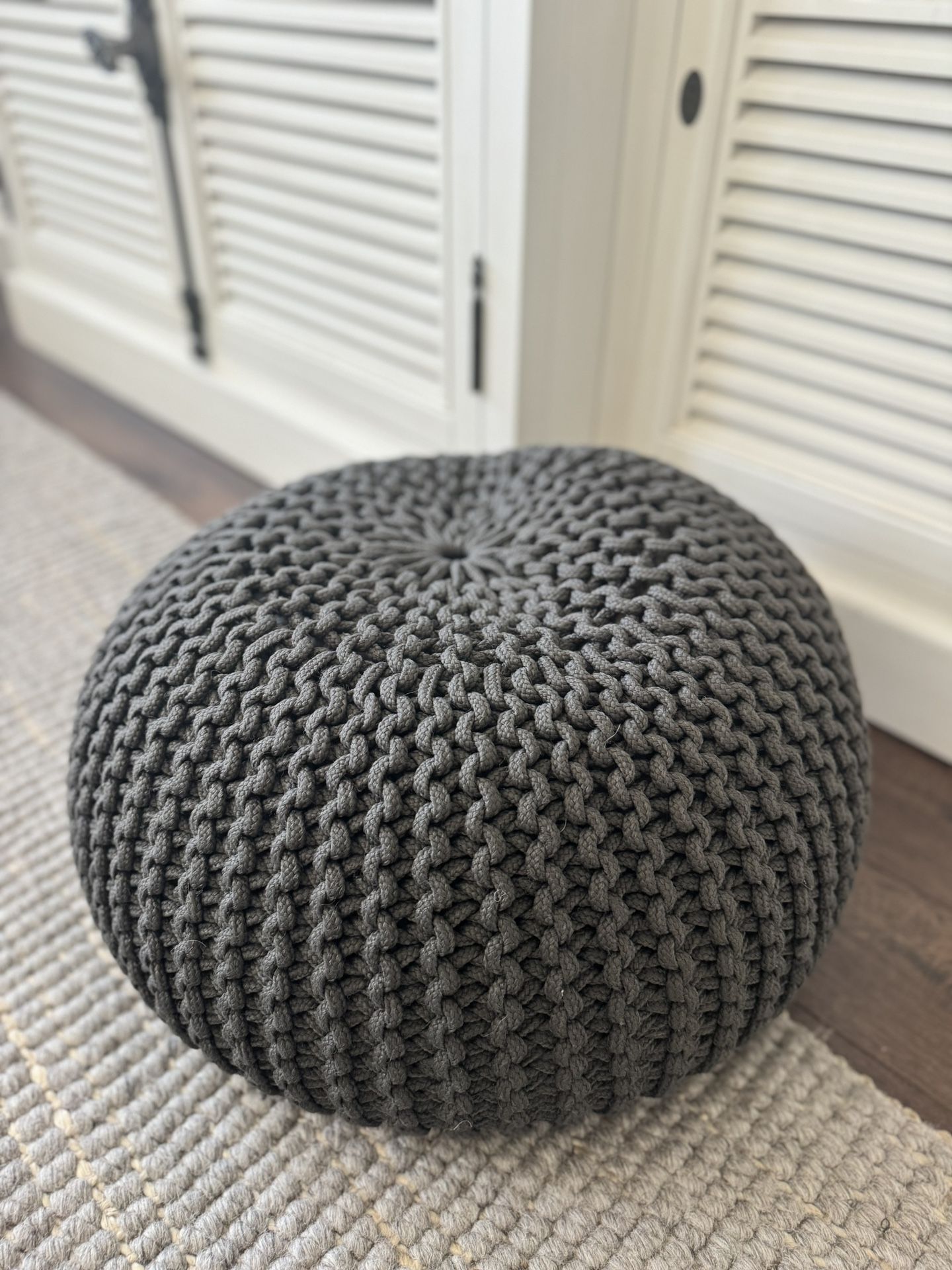 World Market Charcoal Textured Pouf Ottoman