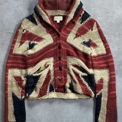 Ralph Lauren Handknit Rare Denim Supply Cardigan Union Jacket Size Small Limited Edition Rare