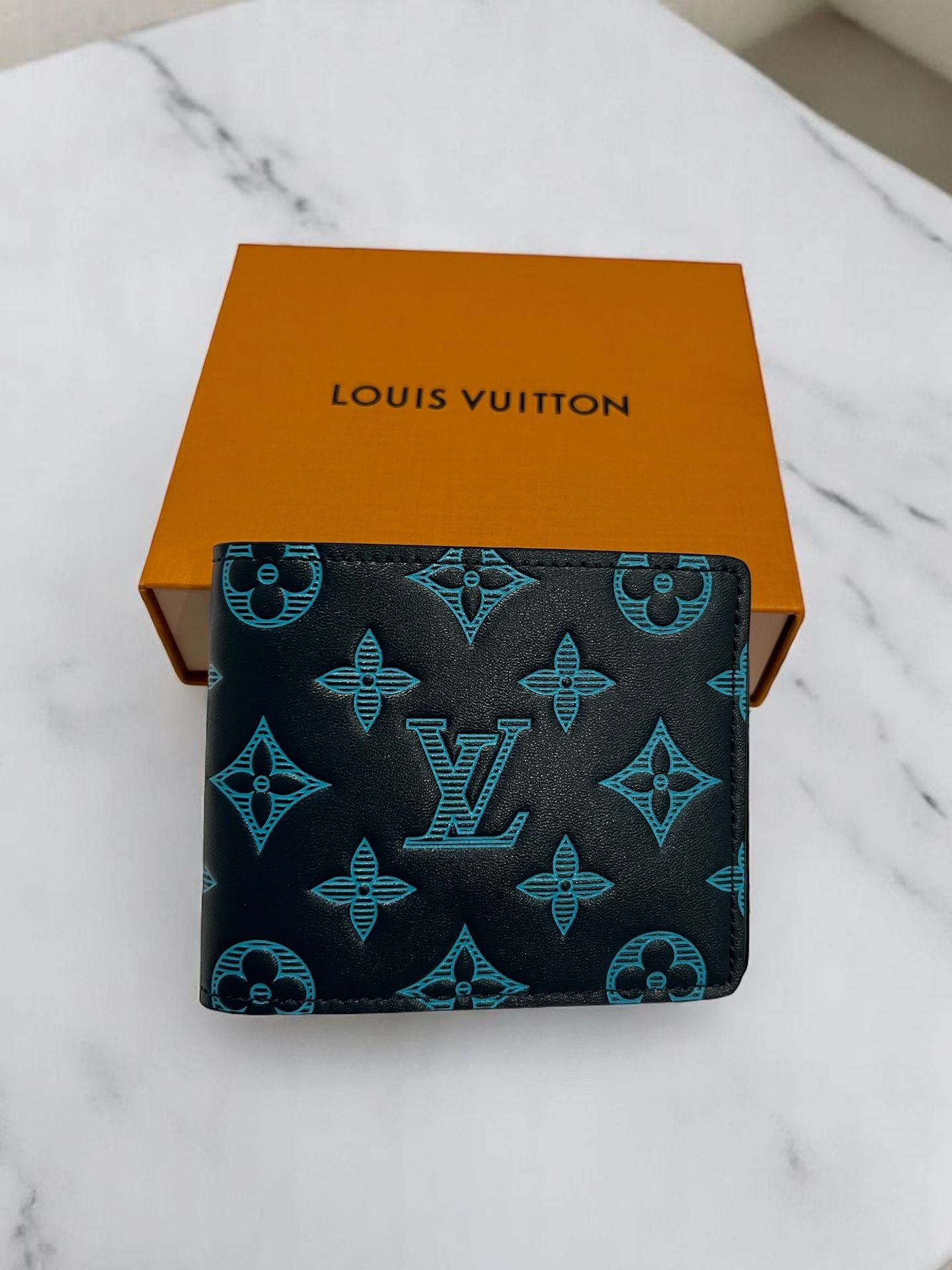 Monogram Shadow Louis Vuitton Blue Mens Wallet Monogram Shadow