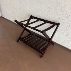 One New Solid Wood Folding Luggage Rack With Bottom Shelf
