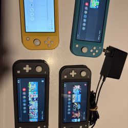 4x Nintendo Switch Lite Gray Yellow Turquoise 