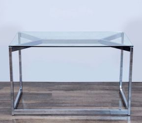 CB2 Glass Top Chrome Desk