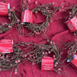 NWT 6 sets coiled Garland 5 feet each faux twig & sugared red berries 