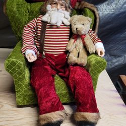 Sitting Santa Claus With Teddy Bear