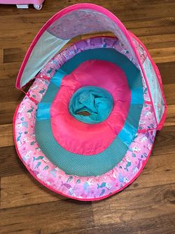 Baby Pool Float with Canopy Mermaid Print