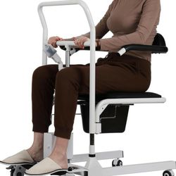 Patient Lift Transfer Chair, Electric Patient Lift Wheelchair for Home, Portable Transfer Chair for Seniors with 180° Split Seat