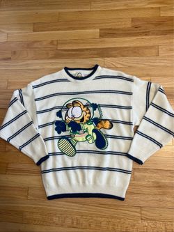 Vintage Garfield Sweater Astronaut 1978 Knit Size 14 Rare 100% Acrylic