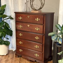 Basset 5- Drawer Cherry Wood Chest / Dresser  
