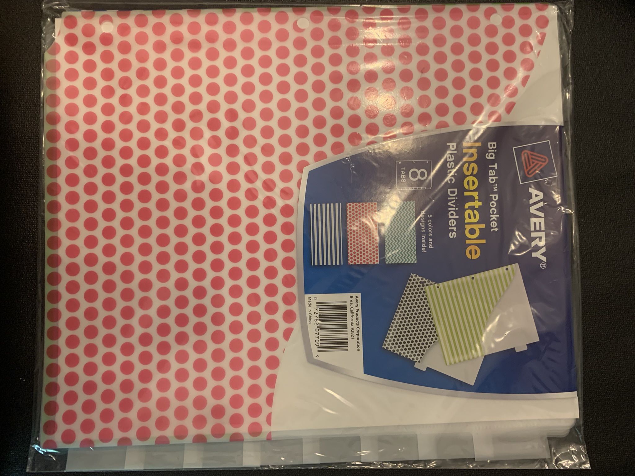 Avery Plastic Insertable Big Tab Dividers, 8-Tab Set - Brand New! ๐