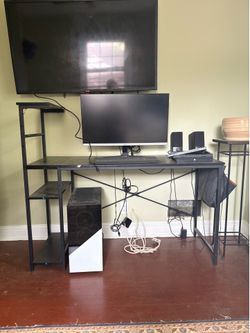 Small wood and metal desk