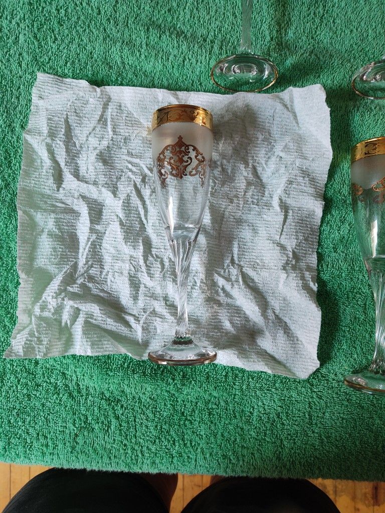 24k Gold Plated Champagne Flutes
