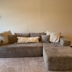 Cozy Corduroy Sectional Couch + Pillows – $350