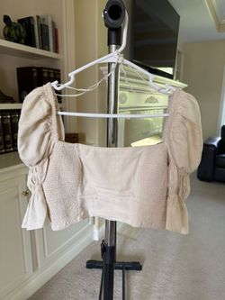 Urban Outfitters cream puff sleeve crop top 