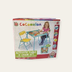 CoCoMelon Activity Table Set - Includes 1 Square Table & 2 Chairs 