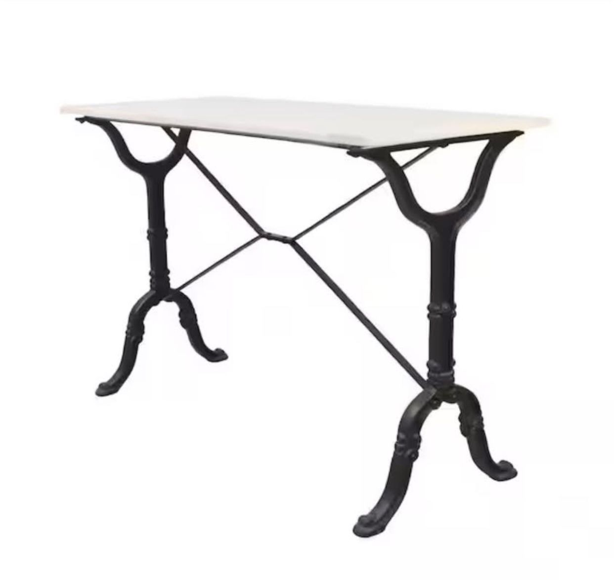 Vera 42 in. White/Black Standard Rectangle Marble Console Table