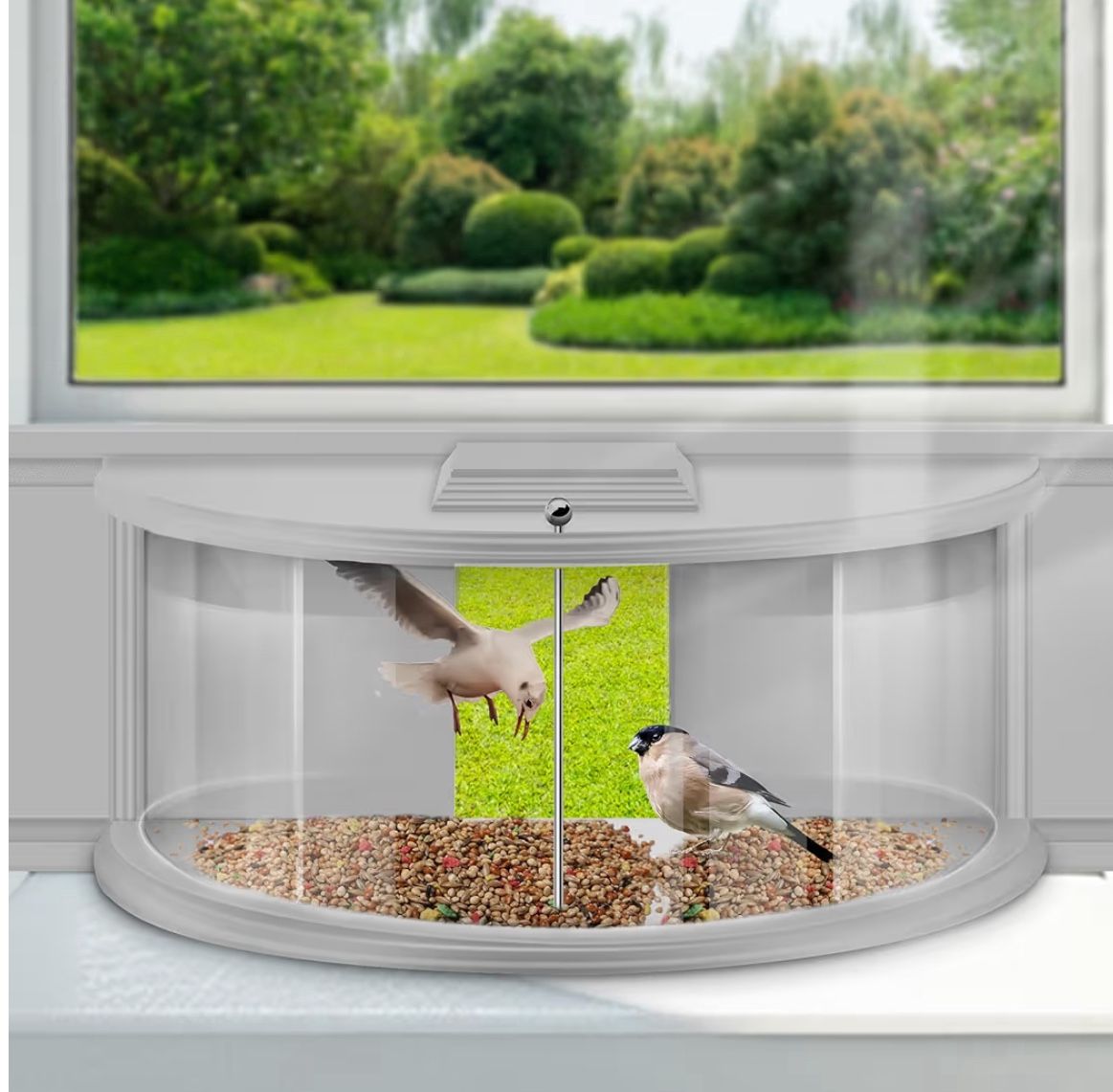 Window Bird Feeders for Viewing Inside House, 180° Clear View, Stable & Durable, Easy to Install and Feed, Windproof Baffle, No Gaps, for 24-38 Inch W