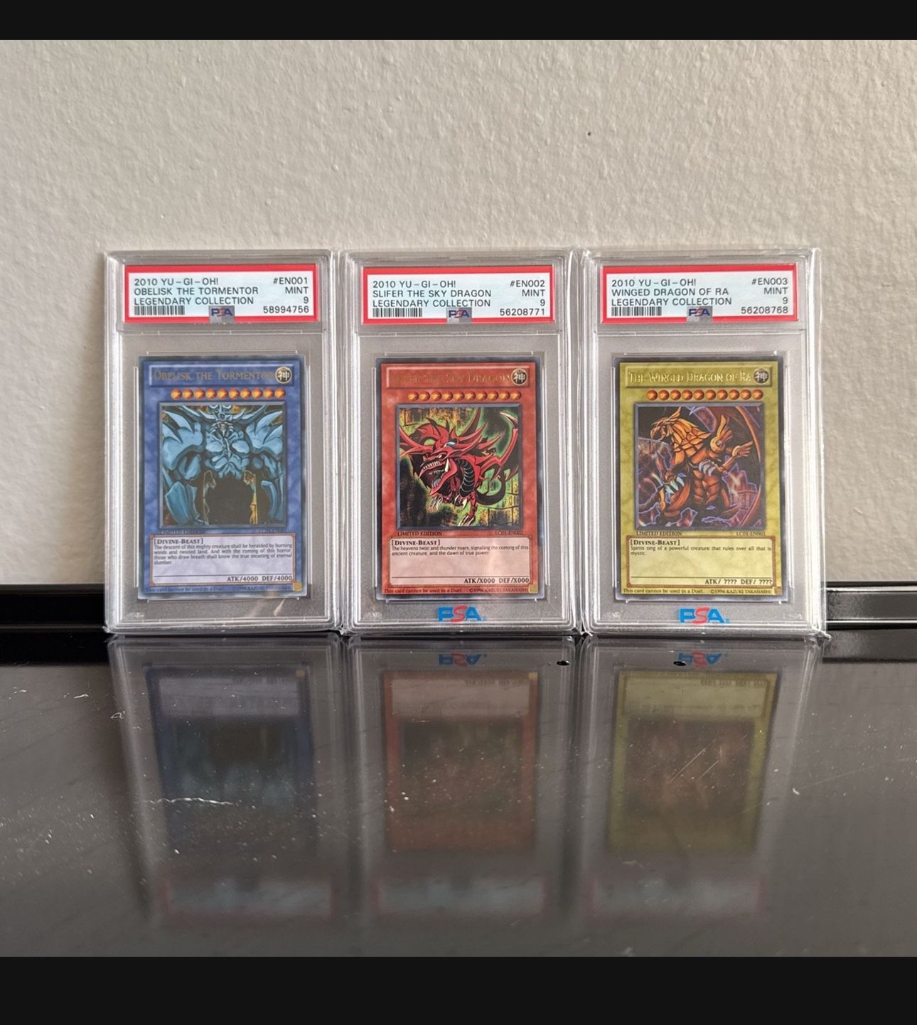 Yugioh Egyptian God Cards PSA Lot Obelisk Slifer Winged Dragon Of Da