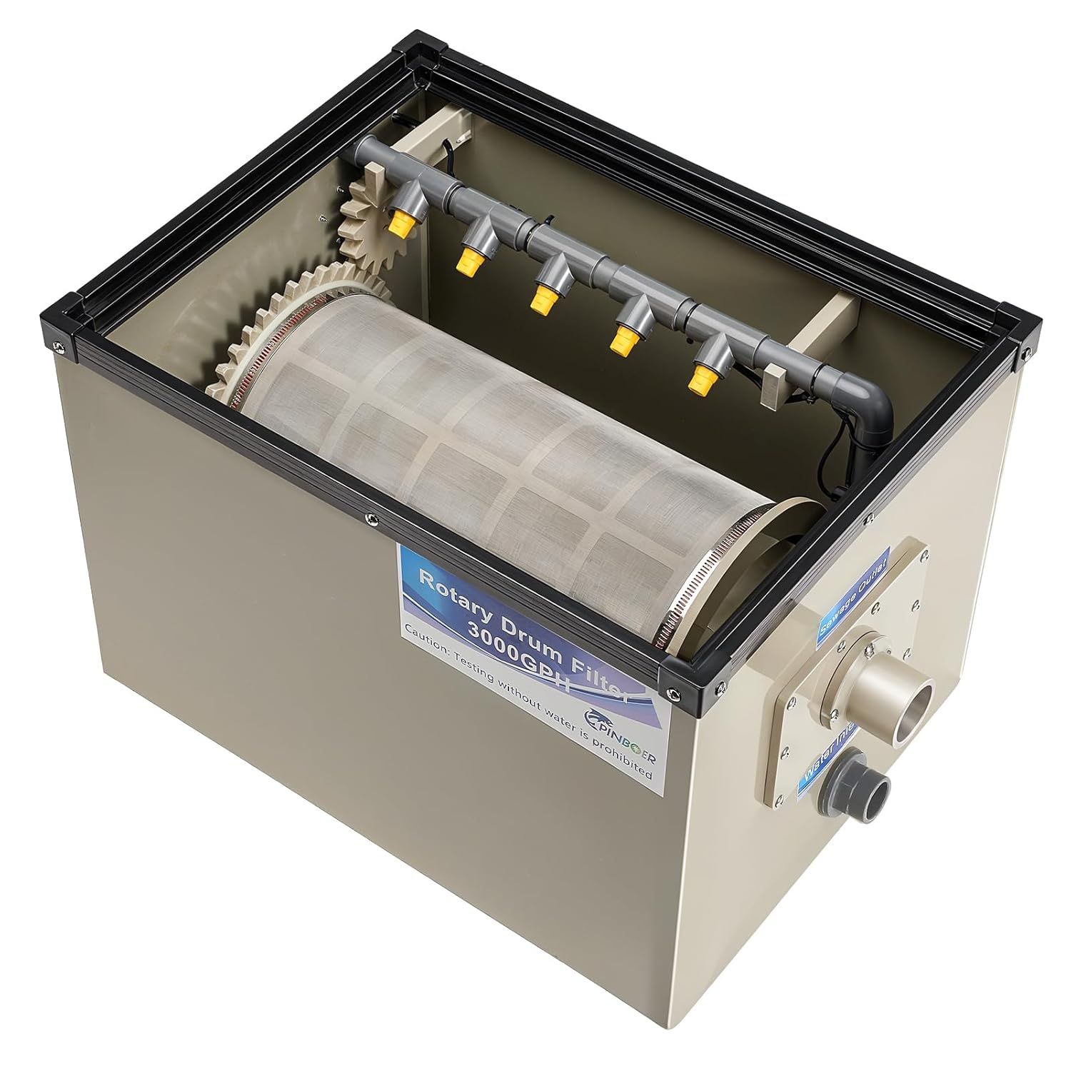 Rotary Drum Filter-3000GPH Canister Filter AC110-240V RDF Fully Automatic Water Self-Cleaning Filtration