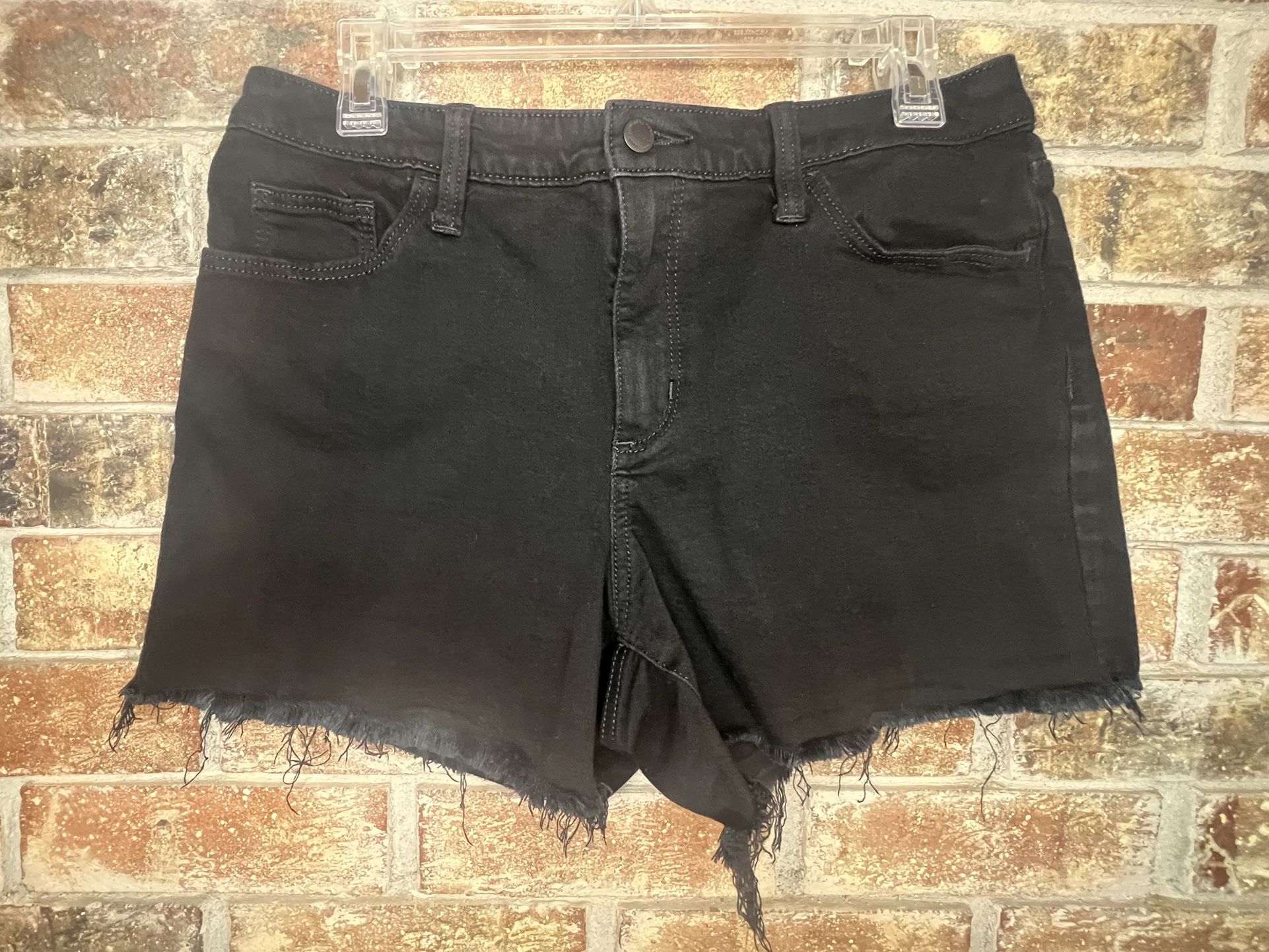 Universal Thread Women's High-Rise Midi Black Frayed Jean Short | sz 10